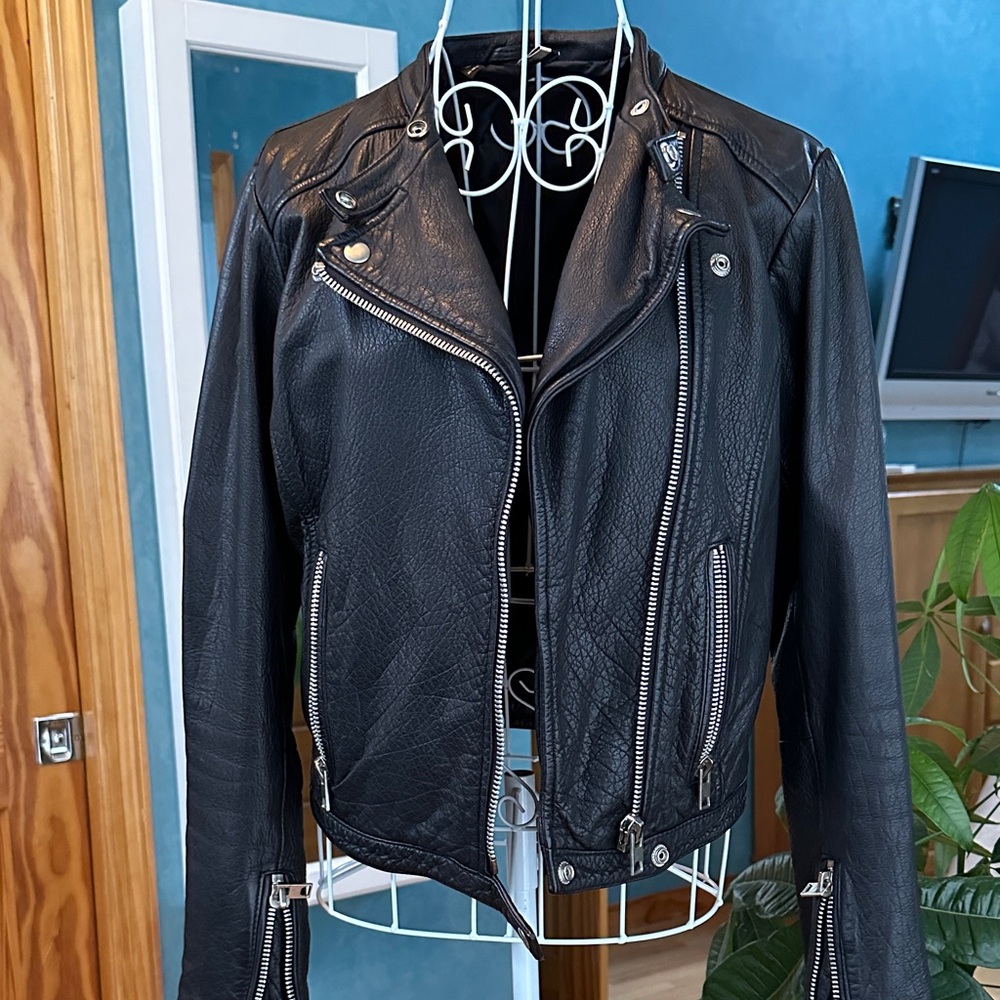 Topshop Black Leather Moto Jacket